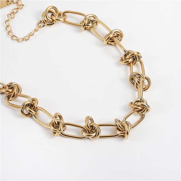 Gold Knot Bracelet - Chunky Gold Bracelet - Gold Chain Link Bracelet - 18K Gold - Picture 2 of 9